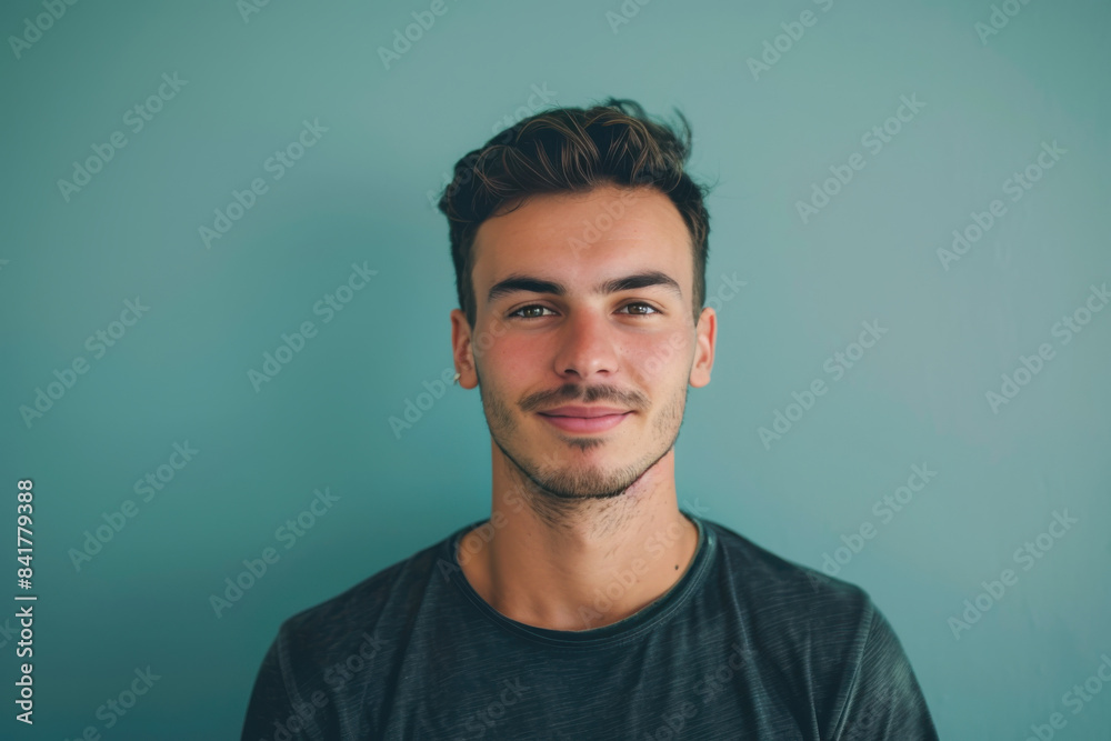 Fototapeta premium A close up portrait of a young man with a subtle smile