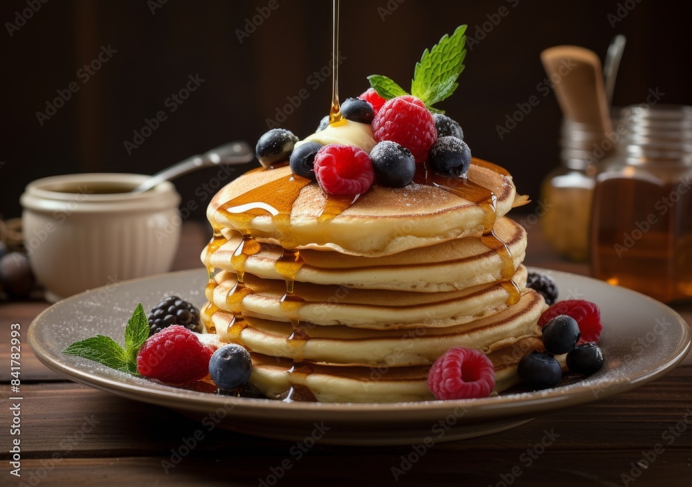 Fluffy Buttermilk Pancakes With Fresh Berries and Syrup Fluffy Buttermilk Pancakes With Fresh Berries and Syrup