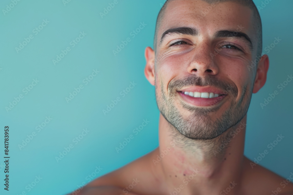 Fototapeta premium A close up portrait of a young man with a subtle smile