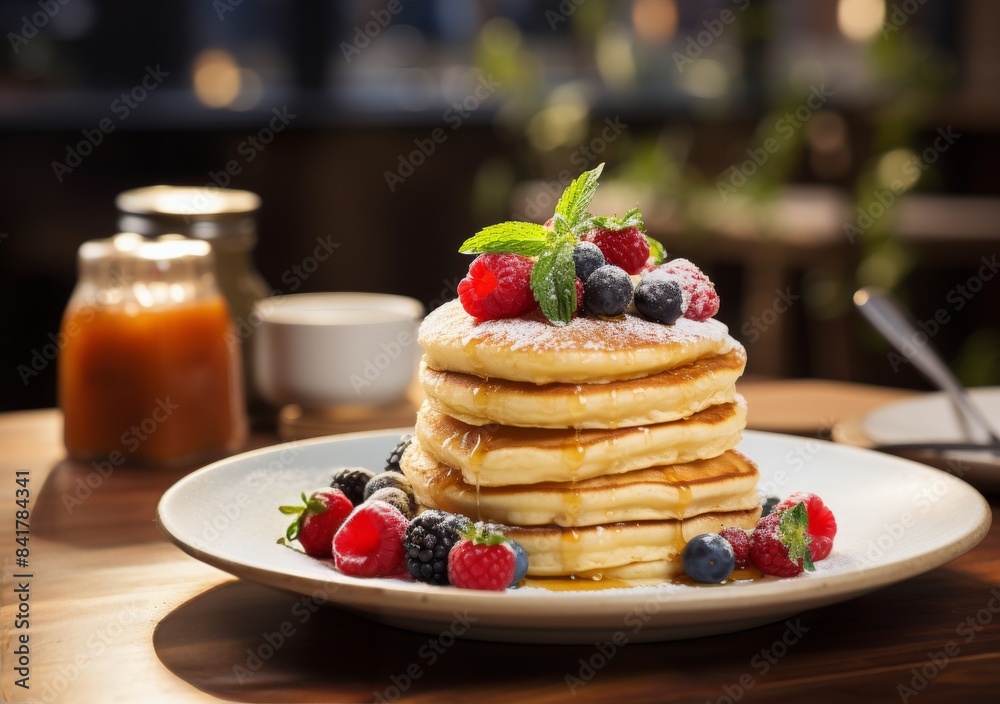 Fluffy Buttermilk Pancakes With Fresh Berries and Syrup Fluffy Buttermilk Pancakes With Fresh Berries and Syrup