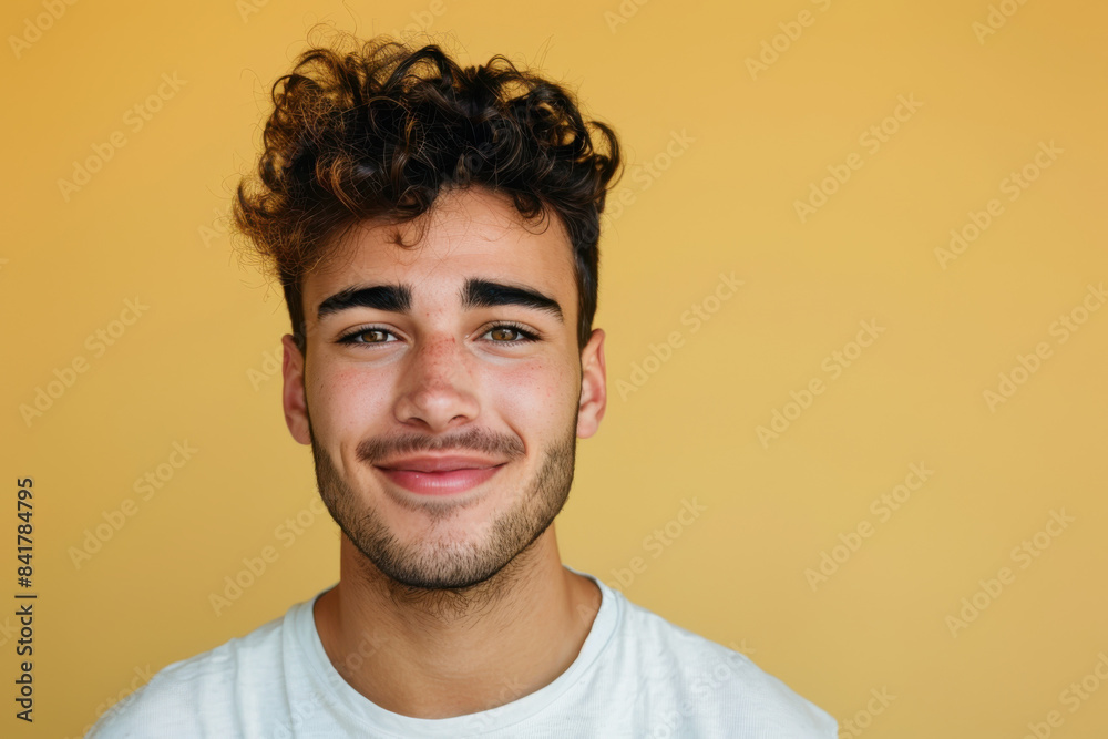 Fototapeta premium A close up portrait of a young man with a subtle smile