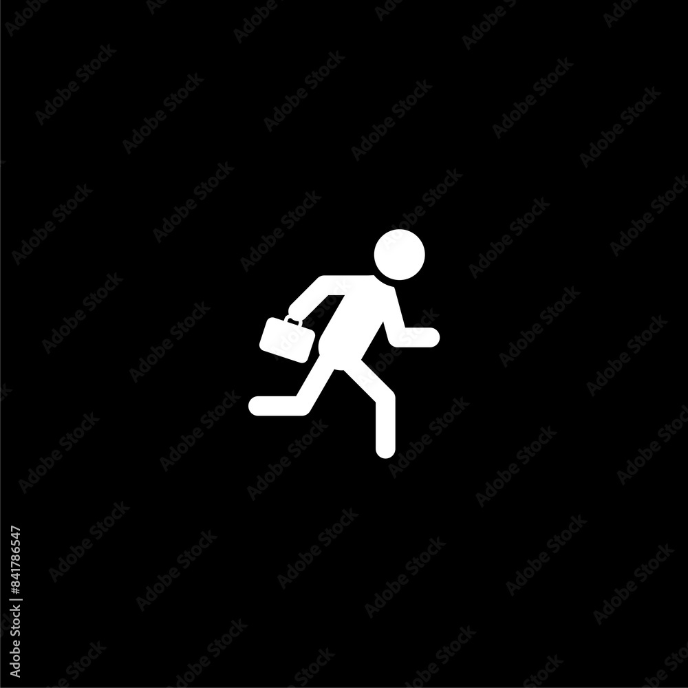 Person running sign. Business growth symbol isolated on black background Person running sign. Business growth symbol isolated on black background
