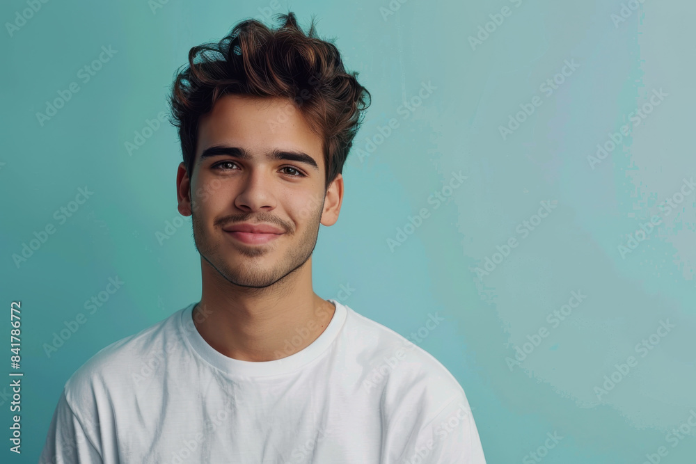 Obraz premium A close up portrait of a young man with a subtle smile
