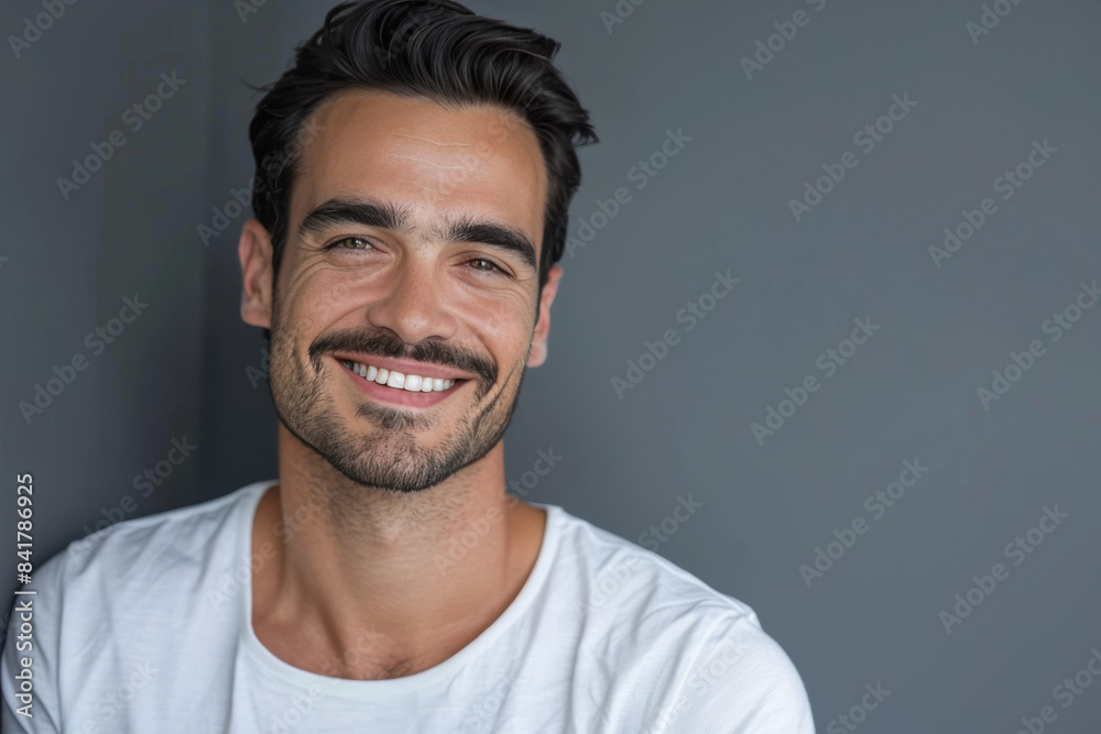 Obraz premium A close up portrait of a young man with a subtle smile