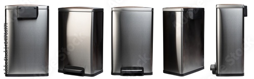 Closed metal garbage bin