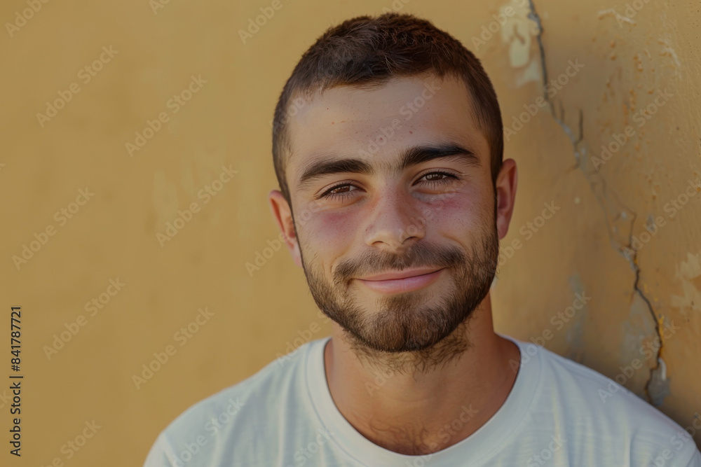 Fototapeta premium A close up portrait of a young man with a subtle smile
