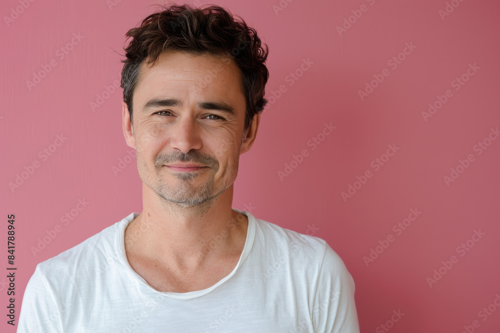 Obraz premium A close up portrait of a young man with a subtle smile