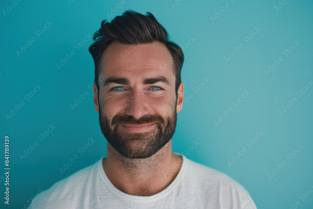 Fototapeta premium A close up portrait of a young man with a subtle smile