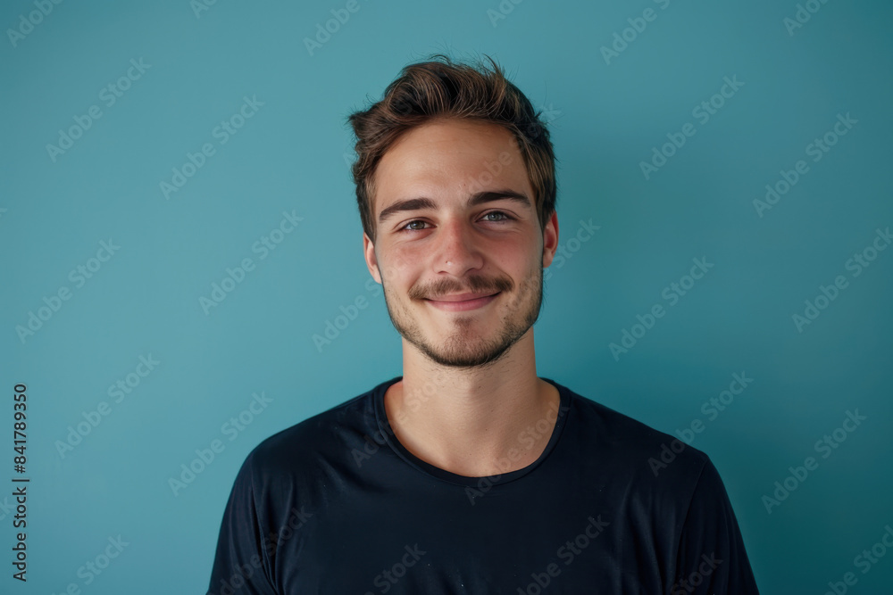 Obraz premium A close up portrait of a young man with a subtle smile