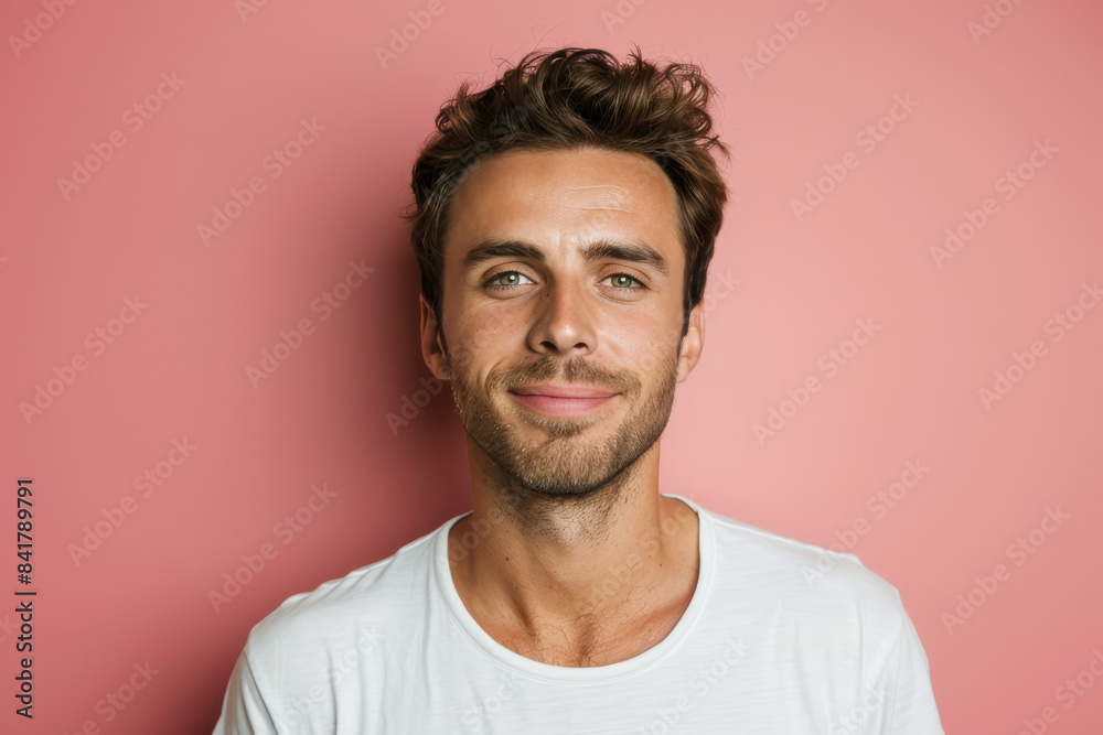 Fototapeta premium A close up portrait of a young man with a subtle smile