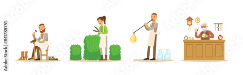 People Character of Creative Profession Enjoy Workshop Activity Vector Set