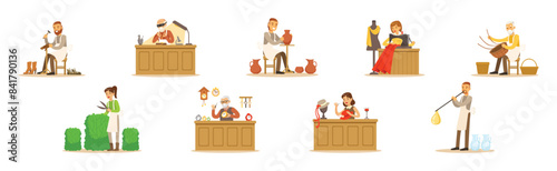 People Character of Creative Profession Enjoy Workshop Activity Vector Set