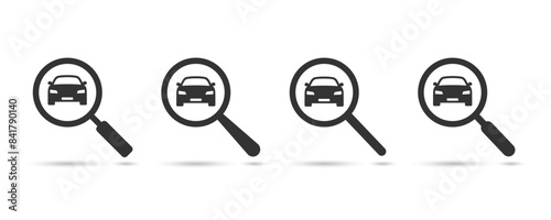Looking for a car icon. Magnifying glass with cars.