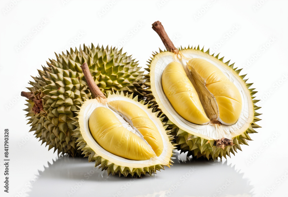 Durian, isolated on a white background in commercial photography Durian, isolated on a white background in commercial photography
