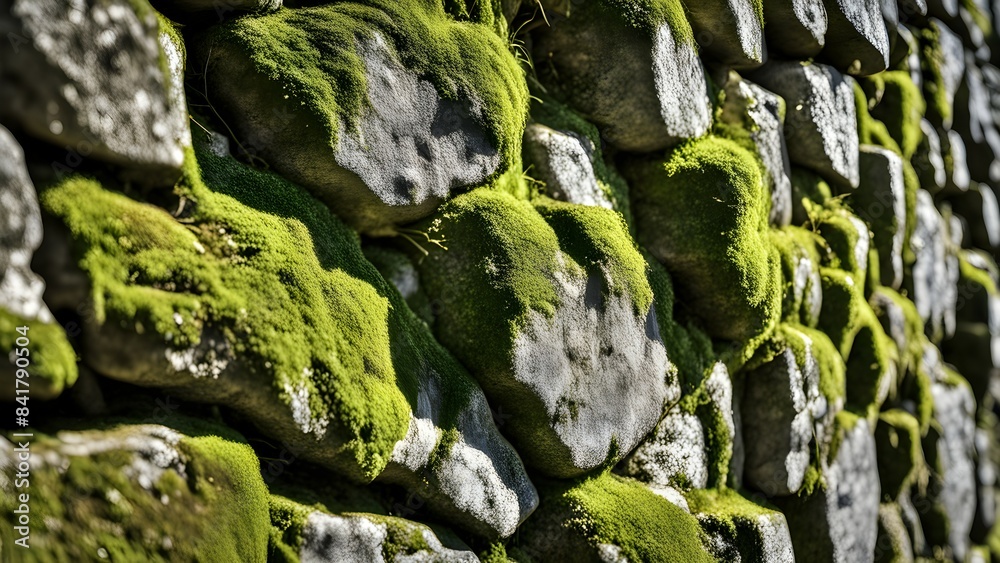 Obraz premium A wall covered in moss and rocks