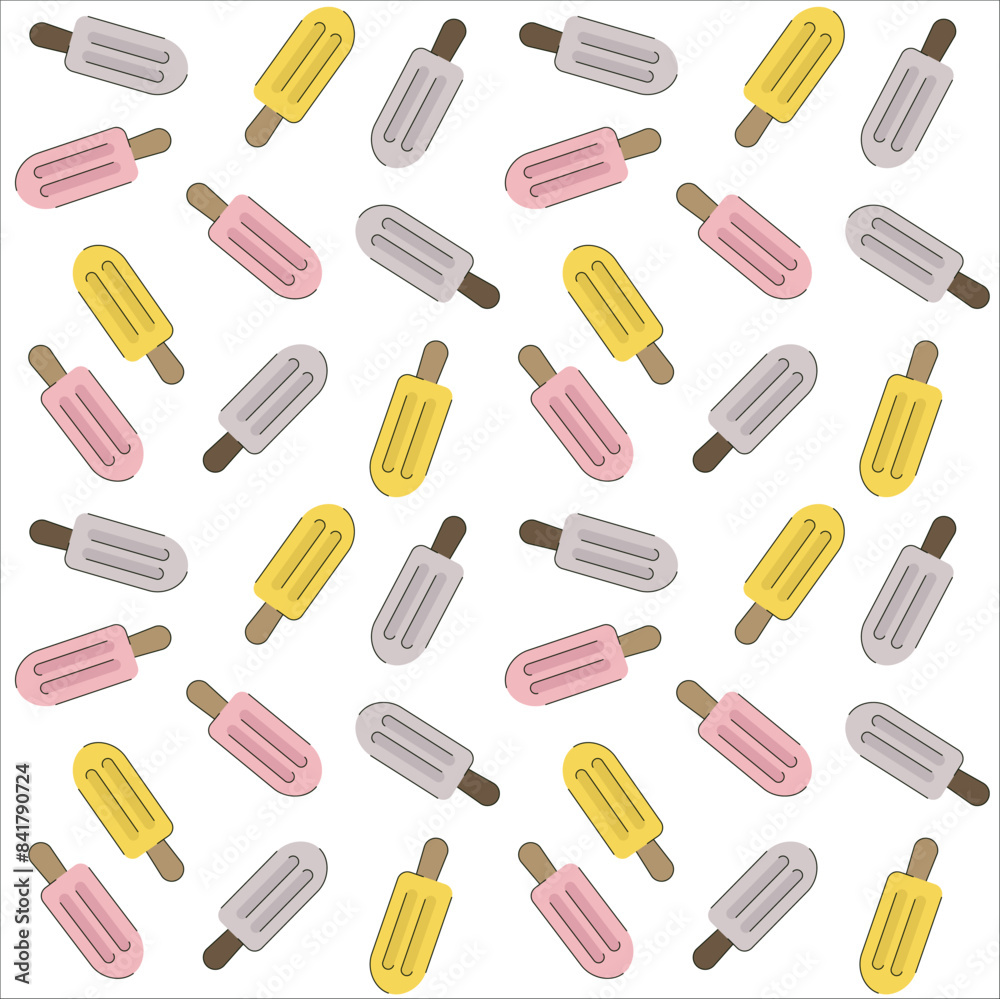 This vector illustration features a seamless pattern of colorful ice cream popsicles This vector illustration features a seamless pattern of colorful ice cream popsicles