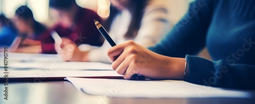 Young Student Writing in Classroom During Daytime