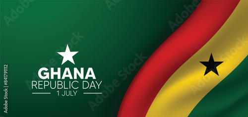 Ghana Republic Day 1 July waving flag vector poster photo