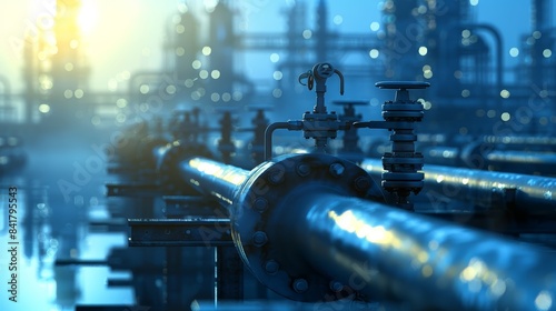 Oil and gas pipelines in blue color.