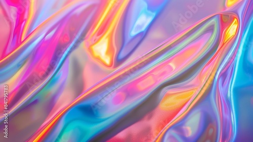 A holographic gradient with iridescent colors that change and shift depending on the viewing angle, creating a mesmerizing and eye-catching effect. photo