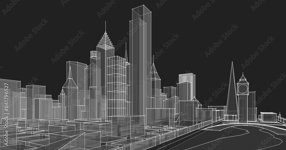 modern city panorama 3d illustration modern city panorama 3d illustration