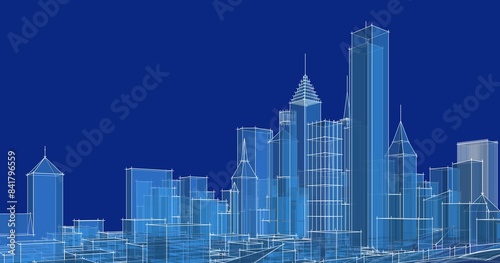  modern city panorama 3d illustration