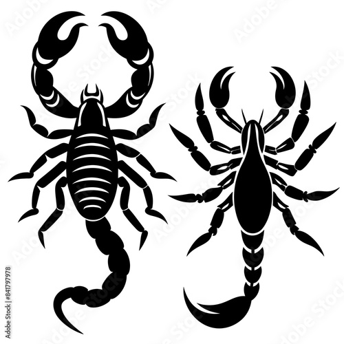  set of scorpion silhouettes logo icon vector illustration.