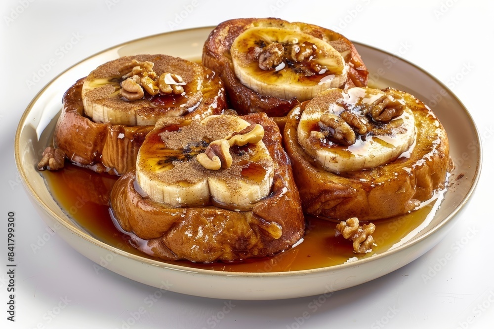 Elegant Presentation of Banana Stuffed French Toast Tower Elegant Presentation of Banana Stuffed French Toast Tower