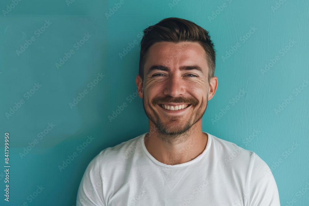 Obraz premium A close up portrait of a young man with a subtle smile