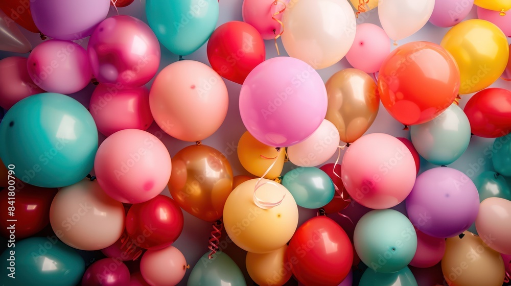 custom made wallpaper toronto digitalBallon background, Colorful children's birthday party helium balloons, blue background.
