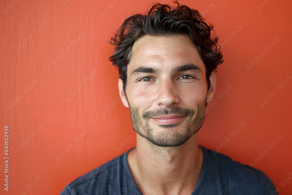 Obraz premium A close up portrait of a young man with a subtle smile