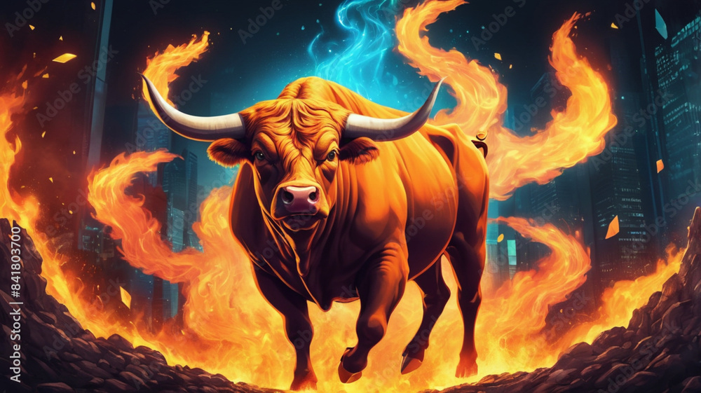 Bull market trading concept with stock chart hologram. Bull market trading concept with stock chart hologram.