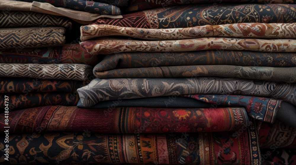 Pile of textiles background 