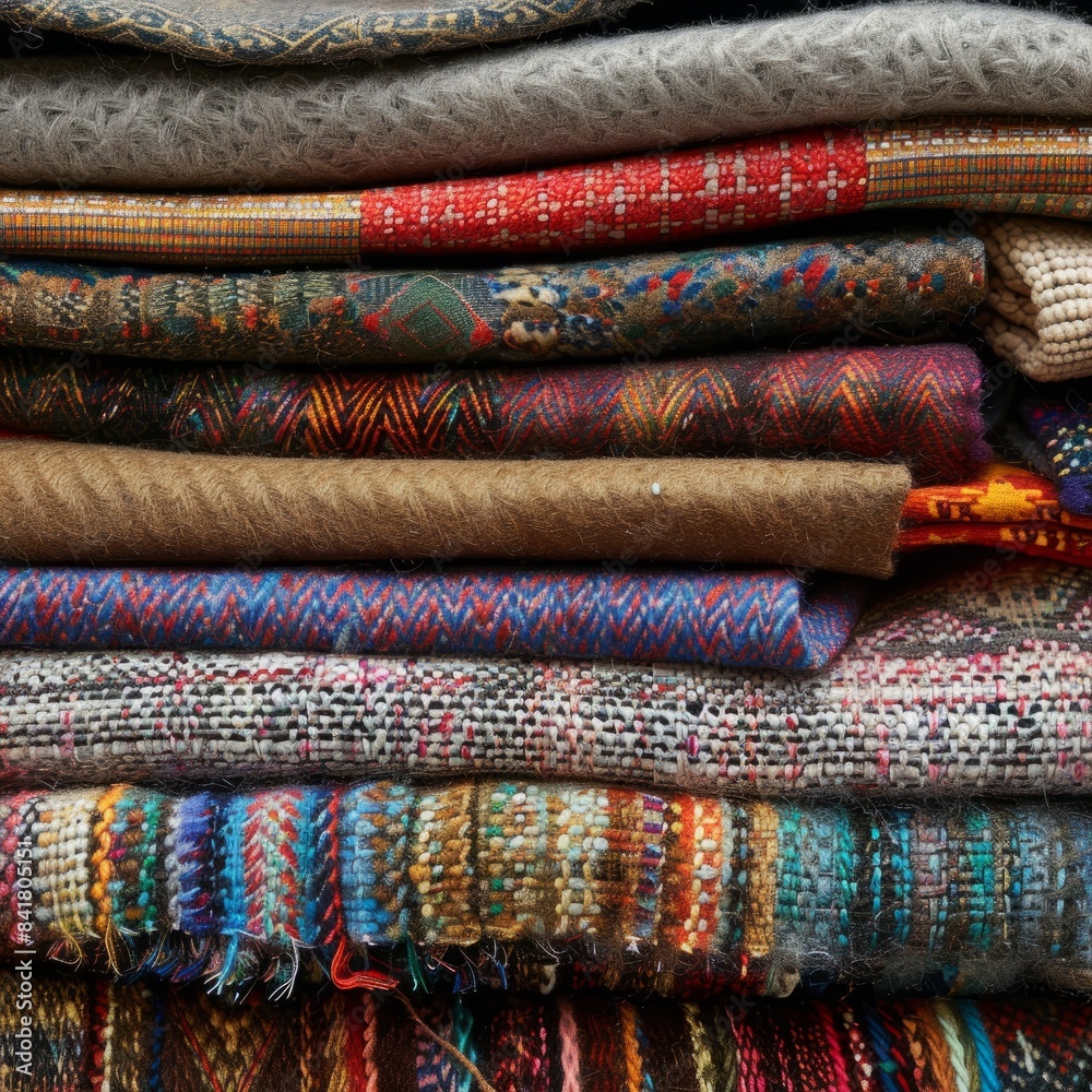 Pile of textiles background 