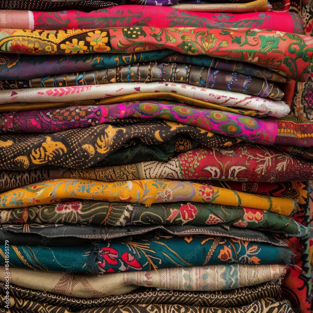 Pile of textiles background 