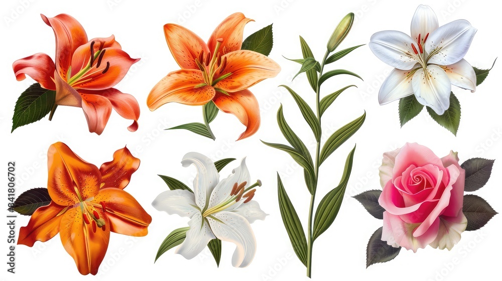 flowers isolated on white flowers isolated on white
