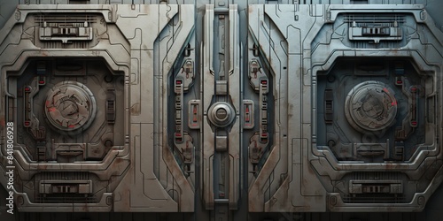 Fototapeta Naklejka Na Ścianę i Meble -  Future galaxy space ship sci fi panel decoration background view