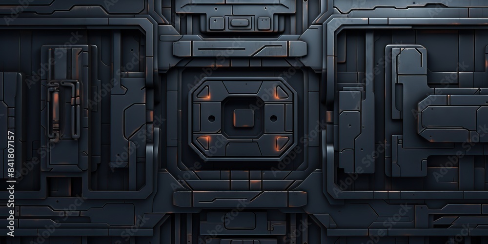 Fototapeta premium Future galaxy space ship sci fi panel decoration background view