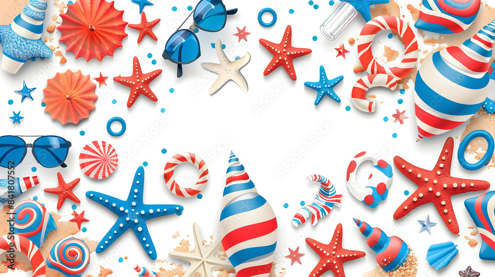 Obraz premium Festive Summer Patriotic Design with Nautical Elements