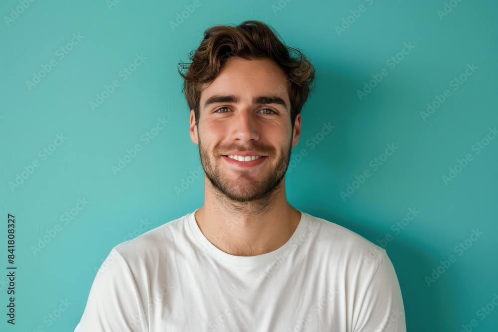A close up portrait of a young man with a subtle smile A close up portrait of a young man with a subtle smile
