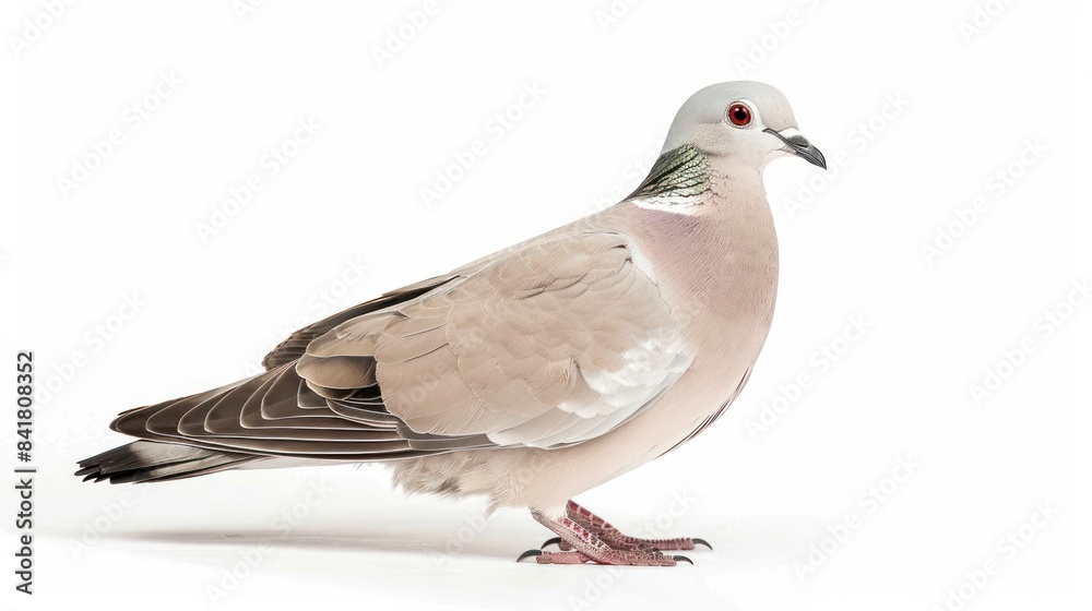 Fototapeta premium Eurasian Collared Dove full body clearly photo on white background , 