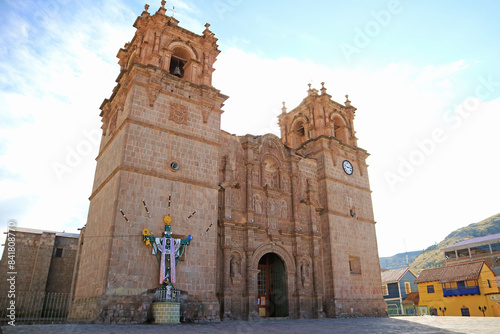 Impressive View of Cathedral Basilica of Saint Charles Borromeo or Puno Cathedral, Puno, Peru, South America