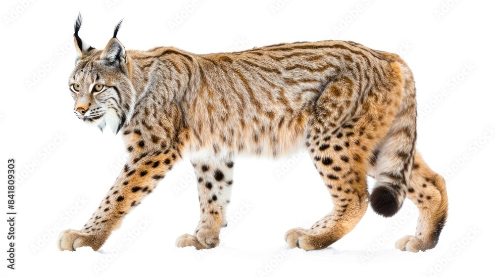 Eurasian Lynx full body clearly photo on white background , Eurasian Lynx full body clearly photo on white background ,