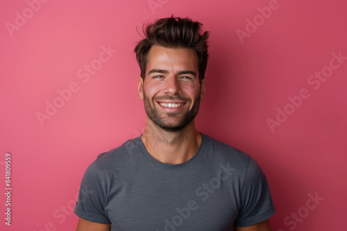 A close up portrait of a young man with a subtle smile © MagnusCort