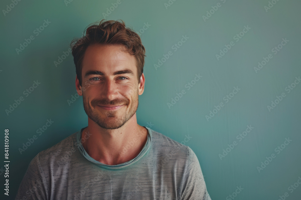 Fototapeta premium A close up portrait of a young man with a subtle smile