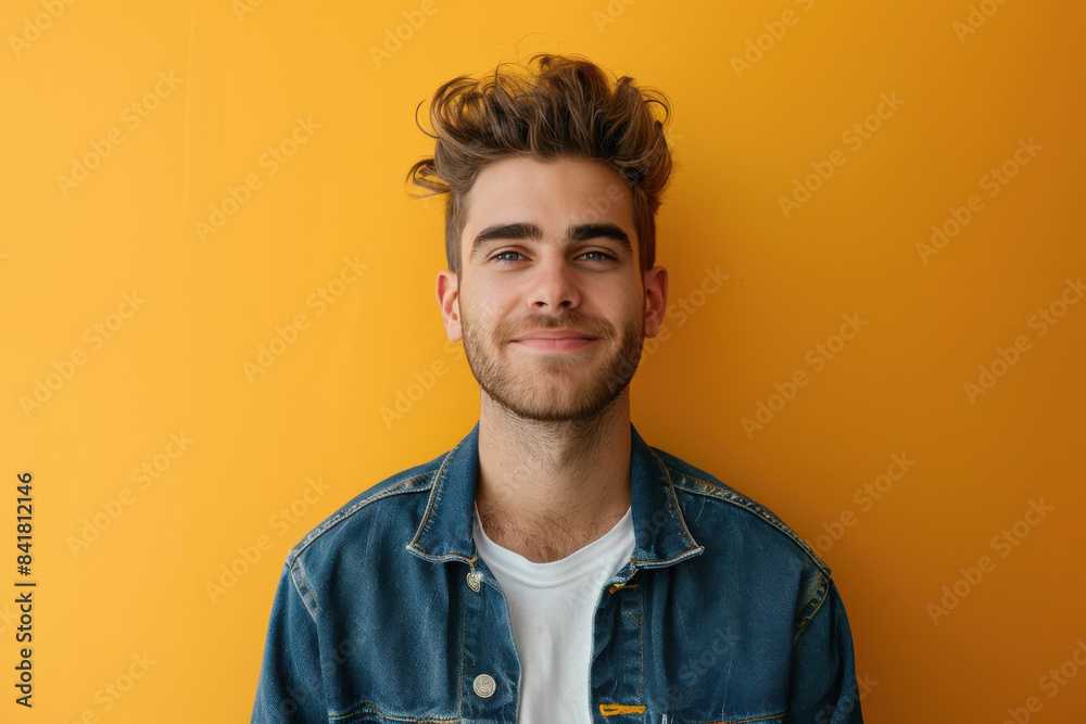 A close up portrait of a young man with a subtle smile A close up portrait of a young man with a subtle smile