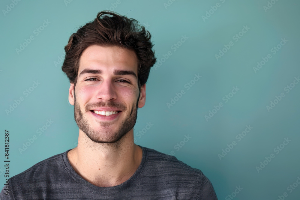 Obraz premium A close up portrait of a young man with a subtle smile