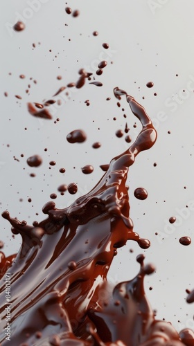 A splash of chocolate on a white background. 3d rendering, 3d illustration