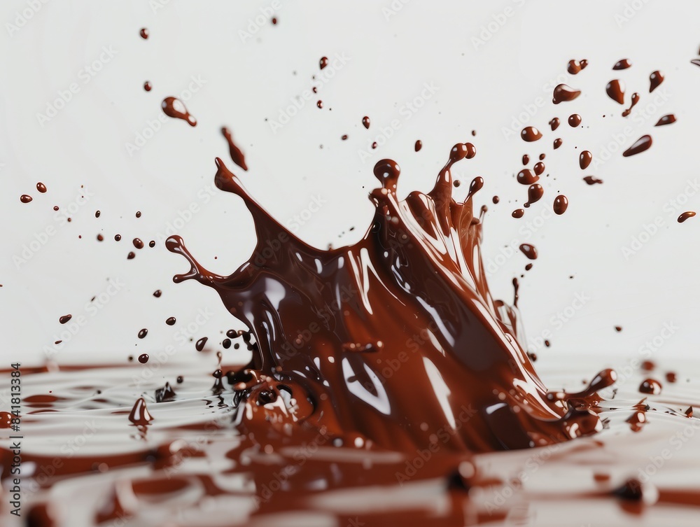A splash of chocolate on a white background. 3d rendering, 3d illustration A splash of chocolate on a white background. 3d rendering, 3d illustration