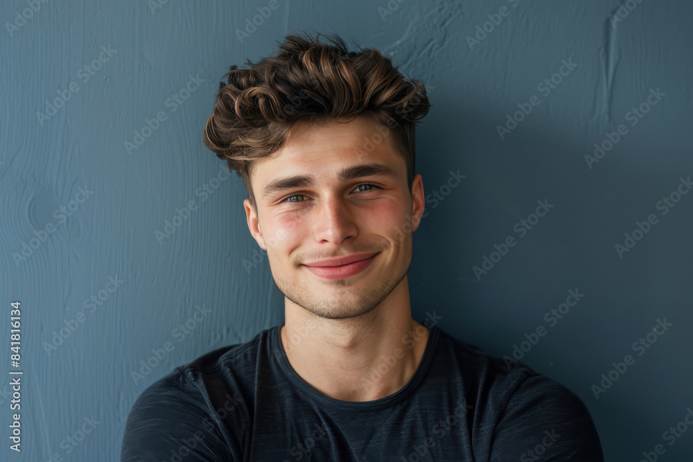 Fototapeta premium A close up portrait of a young man with a subtle smile